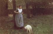 Laren Woman with Goat Anton mauve